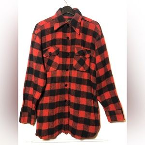 Vintage Kmart Black Red Buffalo Plaid Button Jacket Shacket